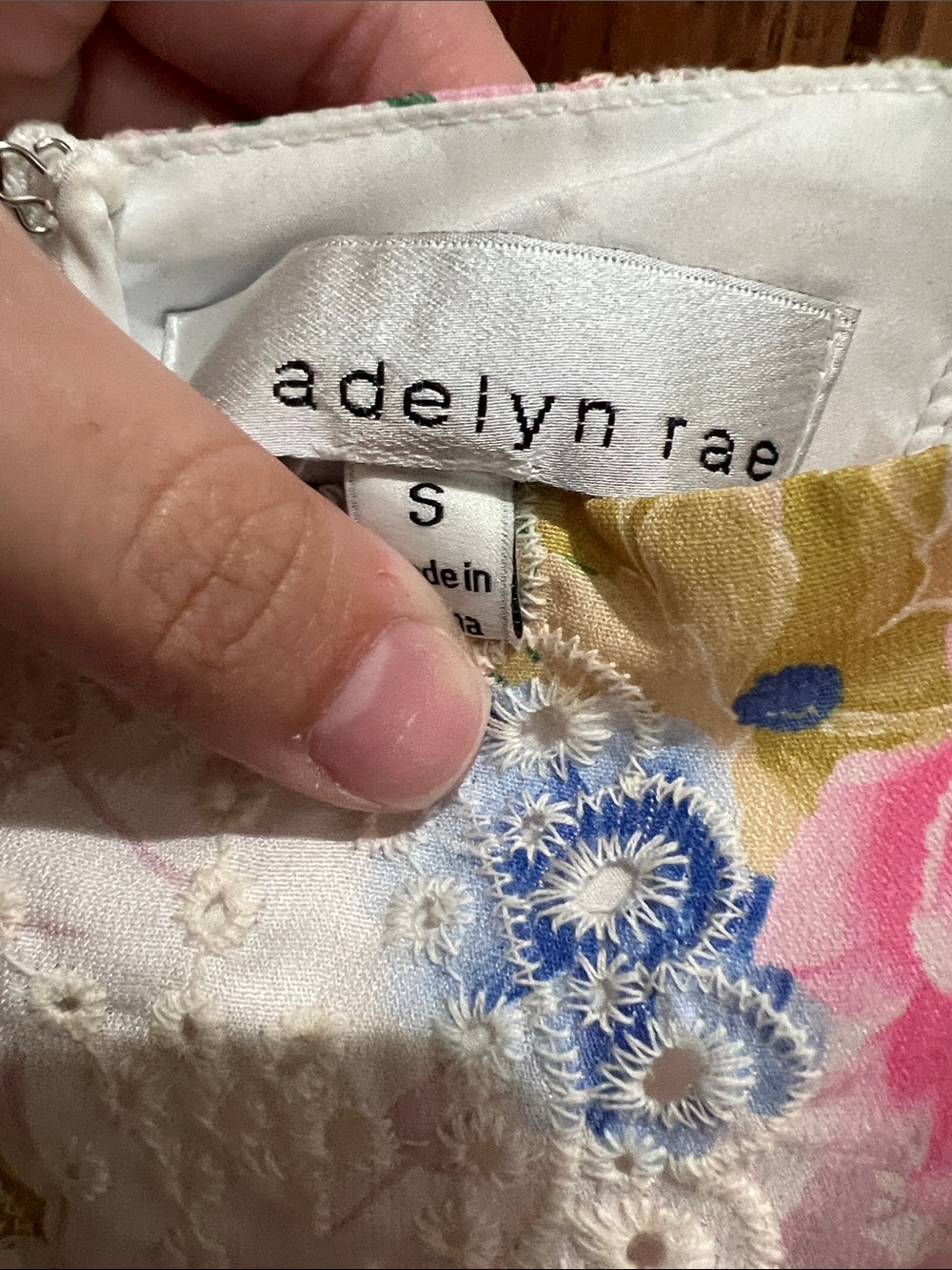 Adelyn Rae Pink Floral Eyelet Ruffle Mini Dress - Picture 3 of 5